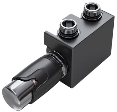 VILSTEIN Heizkörperanschluss Set, Multiblock für Badheizkörper, Universal, Mittelanschluss, mit Thermostat, Schwarz
