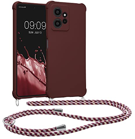 kwmobile Necklace Case kompatibel mit Xiaomi Redmi Note 12 (4G) Hülle - Cover mit Kordel zum Umhängen - Silikon Schutzhülle Bordeaux Violett
