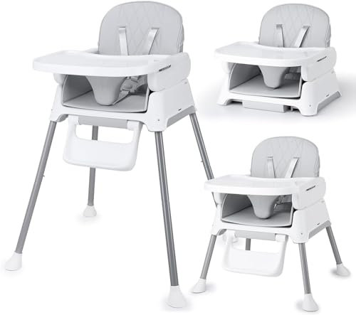 Bellababy 3in1 Baby Hochstühle ab Geburt, Kinderhochstuhl Klappbar,Babystuhl Sitz Verstellbarer Umwandelbarer Babyhochstuh mit Sicherheitsgurte,Tablett,Kompakt/Tragbar ab 6 Monate bis 6 Jahre