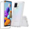 Niopiee für Samsung Galaxy A21s Hülle Kristallklar Stoßfest Handyhülle Hybrid Slim Hartcase mit Panzerglas Schutzfolie Ganzkörper Anti-Gelb Anti-Kratzer Telefon Schutzhülle Cover