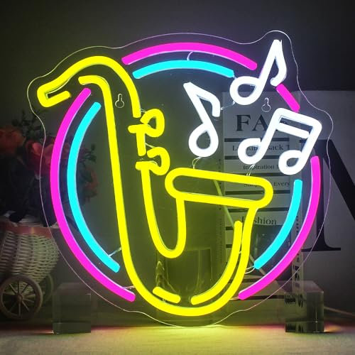Horseneon Insegna al neon per sassofono Insegna al neon per musica Insegna al neon per colorata Luce al neon alimentata tramite USB Luci al neon a LED dimmerabili per Music Bar