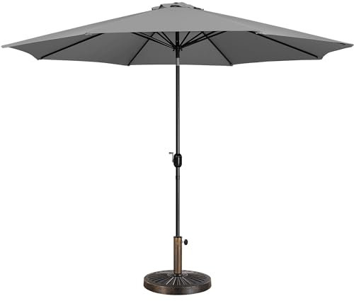 Yaheetech Parasol de Jardin 300cm avec Pied de Parasol 14 KG Parasol Inclinable Extérieur Cadre en Métal Protection Solaire pour Jardin Terrasse Patio Piscine Plage Balcon Gris