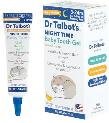 Dr. Talbot's Night Time Baby Tooth Gel for Sore Gums - .53 oz Tube - Banana Flavor - for Ages 3-24 Months