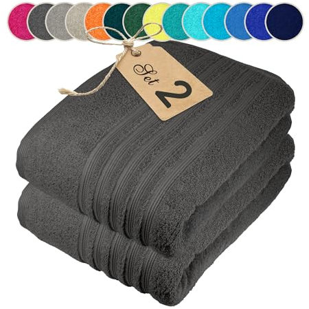 Lashuma Sauna Handtuch Set Anthrazit - Grau, 2er Pack Saunatuch Herren XXL, großes Strandtuch 80x200 cm