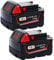 2 Pack 18V 5500mAh Replacement for Milwaukee M18 Battery 48-11-1810 48-11-1820 48-11-1850 48-11-1828 48-11-1860 Cordless Power Tool Battery