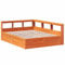 vidaXL Massivholzbett mit Regal ohne Matratze Wachsbraun 160x200 cm, Holzbett mit Regal, Massivholzbett mit Regal, Bett, Holzbett mit Bücherregal
