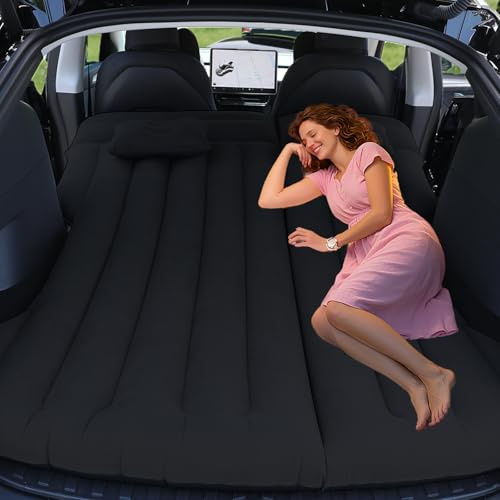 Canareen Auto Matratze, Aufblasbare Matratze für Model Y RV Minivan SUV Luftmatratze, Verdickte Automatratze Camping Aufblasbett für Kofferraum/Hintersitz, Camping/Outdoor (Black)