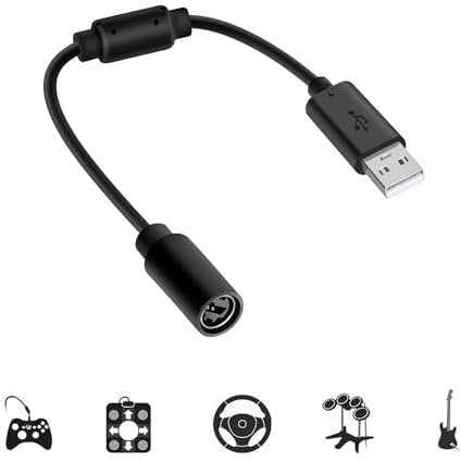 Maven Gifts 1 Pcs USB Breakaway PC Extension Cable Cord Converter Adapter for Xbox 360 Wired Controller Gamepad Black