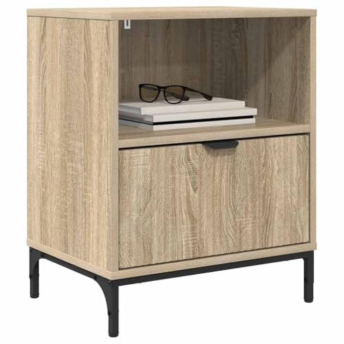 vidaXL with Drawer 2 pcs Sonoma oak 49 x 36 x 61 cm Engineered wood, Bedroom, Rustic, Storage, Bedside Cabinet, Practical Nightstand, Organizing Solution, Space-Saving Table, Indoor Furniture