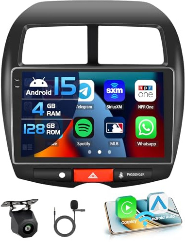 Inefala 4+128G Radio para Mitsubishi ASX 1/Citroen C4/Peugeot 4008 Android 15 con 10'' In-Cell Pantalla con Wireless Carplay y Android Auto Mirror Link Radio FM/RDS GPS WiFi BT SWC Cámara Inversa