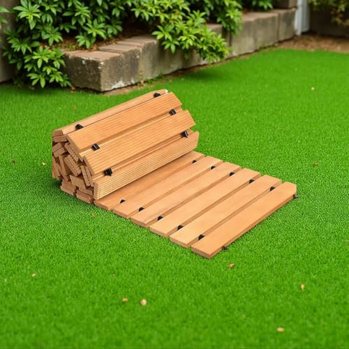 Carreaux de sol antidérapants en bois de pin carbonisé, imperméable, très large pour piscine, plage, cour – Solution de déploiement extérieure de 2,5 m