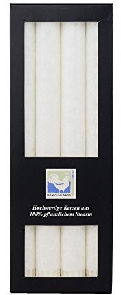 Stearin Stabkerzen, 250 x 22 mm, Elfenbein, 4er-Pack, Bio - Kerzen / Stearin - Leuchterkerzen