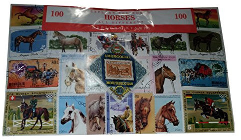 Horse Horses, Worldwide Stamps from Around The World, Collectable Set of 100 Postage Stamps! Souvenir / Speicher / Memoria! 100 Different Stamps! Timbre-Poste / Briefmarke / Francobollo / Sello de Correos!