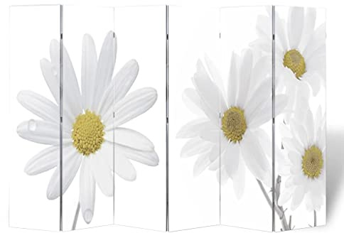 vidaXL Folding Room Divider Home Indoor Living Room Foldable Panel Decorative Furniture Privacy Screen Room Partition 85.4x66.9 Flower