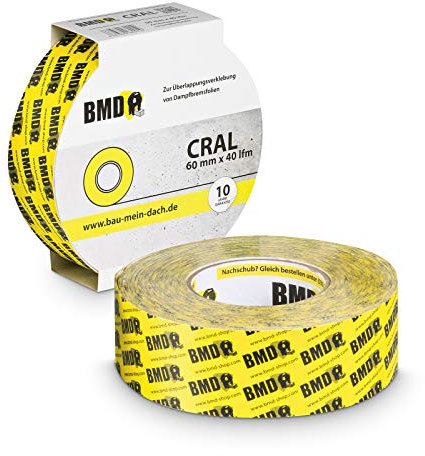 BMD cral Klebeband | 2 Rollen | 60mm x 40m |für Dampfsperren & Dampfbremsen | gemäß DIN EN 4108 Teil 11 und ENEV | Profi Qualität Made in Germany
