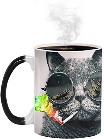 Tazza per gatti, tazza per gatti divertente e fresca 12 oz tazza per caffè in ceramica con cambio di colore reattivo al calore Opzione regalo perfetta