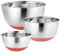 3PC Stainless Steel Mixing Bowls Set with Pouring Spout & Non-Skid Base: 4.4L, 2.6L & 1.9L