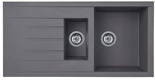Liquida CU15GR 1.5 Bowl Composite Reversible Inset Grey Kitchen Sink with Waste