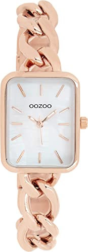 Oozoo Timepieces Damen Uhr in Rosegold Weiß | Armbanduhr Damen mit Kettenarmband | Hochwertige Uhr für Frauen| Edle Analog Damenuhr in rechteckig C11134