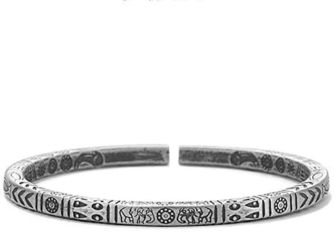 DHliIQQ Bracelet ethnique Totem de bon augure vintage vieilli runes sculptées ethnique K9U3 manchette jonc exotique pour homme manchette sculptée