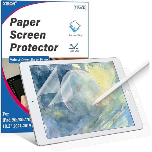 XIRON 2 Stück Papier Schutzfolie für iPad 9./8./7.Generation 10.2 Zoll (2019/2020/2021), Matte Papier folie Displayschutz Blendfreiem zum Zeichnen, Schreibe wie auf Papier