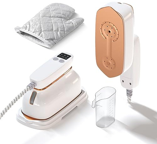 Homuserr Mini Dampfbügeleisen 1500W, Mini Bügeleisen, Tragbares Bügeleisen, Dampfbügeleisen mit 3 Dampfmodi, Klappbares Dampfbürste mit 160ml Wassertank, 90°und 180° drehbar (Weiß)