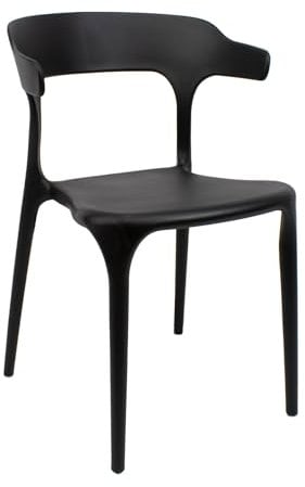 THE SECRET HOME - Pack de 1, 2 y 4 Sillas de Diseño Moderno para Comedor - Asiento de PVC Apta para Interior y Exterior - Ideal para Salón, Terraza y Cocina - 76 x 51 x 52 cm (1, Negro)