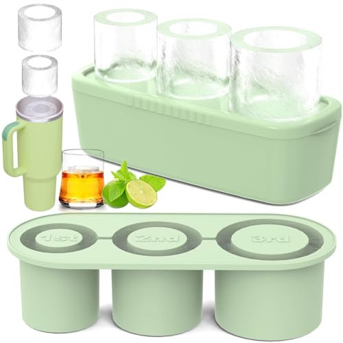Bandeja de cubitos de hielo para vaso de 20 a 30 onzas, con tapa y contenedor para congelador, molde de hielo cilíndrico hueco de silicona, fácil de llenar y liberar para bebidas heladas, café,