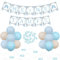 Funmemoir Taufe Deko Junge Blau Meine Taufe Dekoration Meine Taufe Banner Blau und Weiß Fisch Streudeko Holz Luftballons für Baby Junge Kommunjon Konfirmation Taufe Deko