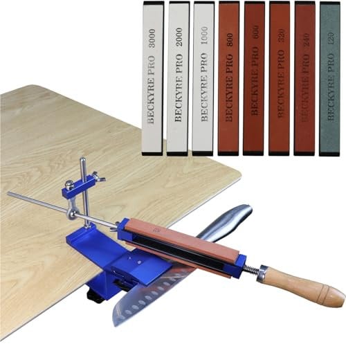 Acciaino Professionale, Angolo Fisso Affilacoltelli Professionale, Knife Sharpener con 8 Pietre per Affilare, TOOSOAR Affilatore per Coltelli per Strumenti di Lucidatura di Precision