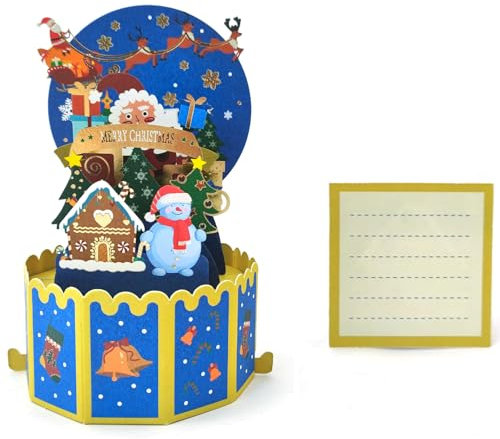 scicent Weihnachtskarten Nostalgisch Weihnachtskarte Karte 3D Pop Up Grußkarte mit Schönen Papier-Cut Geschenk für Weihnachten Umschlag Enthalten Chrismas Geschenkkarte Santa Claus - 20224