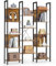 VASAGLE Bücherregal, Standregal mit 14 Ablagen, Regal mit Metallrahmen, für Wohnzimmer, Arbeitszimmer, Büro, Industrie-Design, 24 x 128 x 166 cm, vintagebraun-tintenschwarz LLS157K01