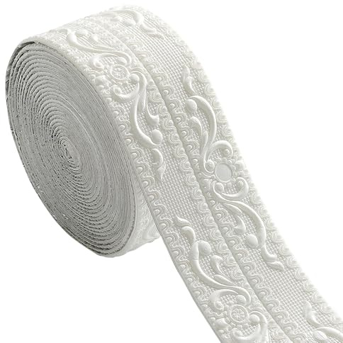 ACESOME 10M×11CM Wall Corner Protectors, Self Adhesive Wallpaper Borders, Flexible Peel and Stick Edging Strip, 3D Moulding Trim for Tile, Wall, Window, Furniture Edges (White)
