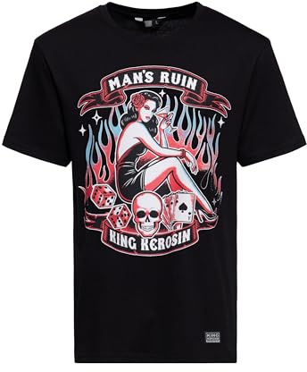 King Kerosin Herren Print T-Shirt Mit Rockabilly-Artwork Man's Ruin