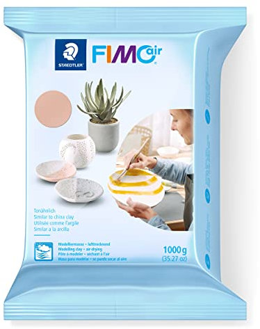 STAEDTLER lufttrocknende Modelliermasse FIMO air, blassrosa, sofort gebrauchsfähig, kein Brennvorgang notwendig, 1000g, angenehme Haptik, klebt nicht, mind. 95% natürliche Rohstoffe, 8101-43