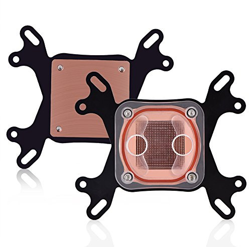 Richer-R Bloque de Refrigeración por Agua para CPU,50mm Base de Cobre del Waterblock Cooler con 4 Tornillos de Rosca G1 / 4 para 775,1150,1155,1156,1366/AMD AM2AM3AM3 +