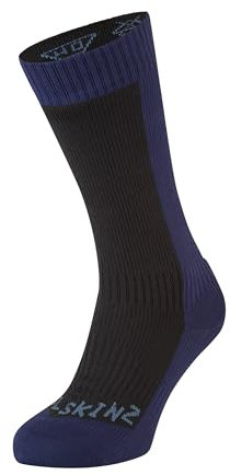 SealSkinz Unisex Kaltes Wasser Wasserdichte Socken – Mittellang, Schwarz/Blau, L, 11100064004, Black / Navy Blue