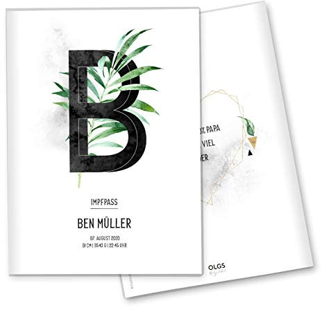 Olgs Impfpasshülle Individualisiert Buchstabe Ausweishülle Schutzhülle für Dokumente MIT DER GRÖßE 9,3 x 13CM personalisierbar mit Namen (05 Motiv, Impfpass personalisiert)