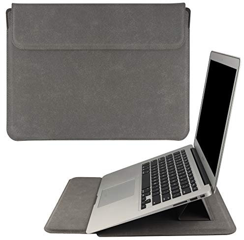 HoYiXi 15.6 Inch Sleeve Case PU Leather Compatible With MacBook Pro 16 2021 & 2019 A2141/ASUS Vivobook 15/HP 15.6 Laptop PC/MacBook Pro 15/Surface Laptop 3, Pouch Dark Gray