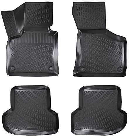 Rizline Passgenau 3D Fussmatten Auto Kompatibel mit Audi A3 8P 2003-2012 Auto Zubehör 1. Und 2. Reihe Gummimatten Autos TPE Allwetter Geruchlos rutschfest Vorne und Hinten Schwarz
