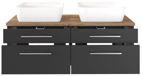 Waschbeckenunterschrank Dasa, 120 cm, mit 4 Schubladen, Graphit/Grau matt