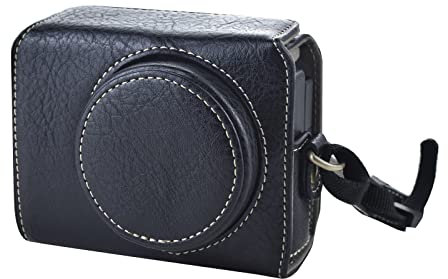 Rieibi ZV1 Case - Vintage PU Leather Camera Case for Sony ZV1 ZV-1 DSLR Camera - Protective Case with Strap - Black