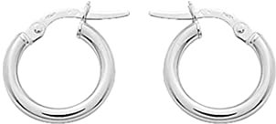 18k Weißgold Creolen Ohrringe - Runder Draht 2 mm - Durchmesser 10 mm - Damen Schmuck 750/1000 Gold