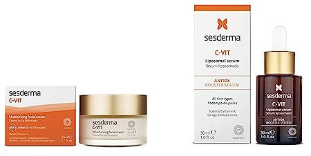 Sesderma | C-Vit Feuchtigkeitsspendende Gesichtscreme & C-Vit Liposomales Serum | Hydratisierte und Strahlende Haut | Antioxidatives Serum für Alle Hauttypen | Erste Anzeichen der Hautalterung