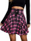 KOJOOIN Gonna da donna a quadri, mini gonna a pieghe, stile gotico, a vita alta, per cosplay, linea ad A, con lacci (confezione multipla), Colore: rosa., XL