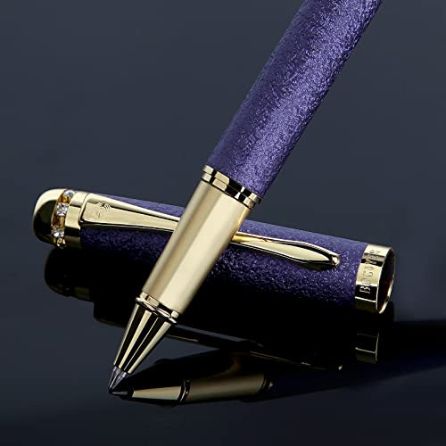 Bociyer Rollerball Pens - Luxury Gift Set for Women, Refillable Black Ink Pens for Executive Office, Professional, Designer Pens (Purple)