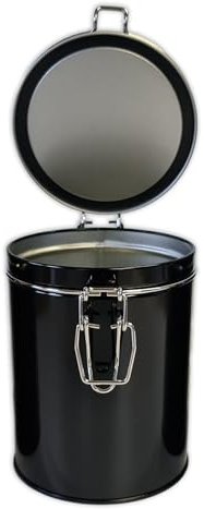 SHC Web Black Clip Lid Kitchen Storage Canister Airtight - Tea/Coffee/Sugar/Biscuits/Food - 700ml 1 Pint Metal Tin