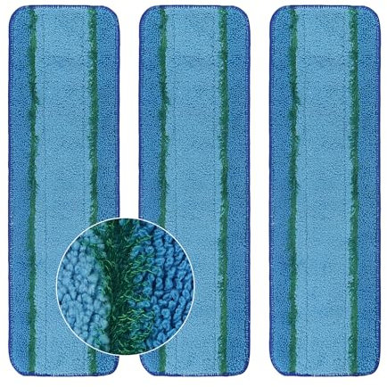 3 Pack Deep Clean Pads Replacement for Bona Family of Mops, Washable & Reusable Microfiber Cleaning Pad for Hardwood and Multi-Surface Floors Cleaning Head, Wet/Dry Mop