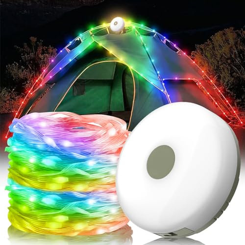 Camping Lichterkette Aufrollbar, Wasserdichte Tragbare LED Lichterkette 10m, Usb Wiederaufladbare Campinglampe, Lichterketten Außenbereich Für Outdoor Camping Außen Innen Deko (Farbe, 10M)
