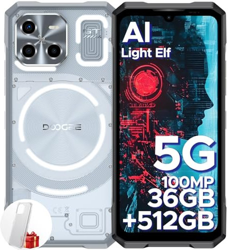 DOOGEE Blade GT Ultra 2025 Rugged Smartphone 5G, LED Light Effect, 36GB+512GB LPDDR5 Rugged Phone, Dimensity D7300, 120Hz 6.72, 100MP AI Camera 10.5mm Ultra-thin Android 14 Mobile Phones, WIFI6/NFC